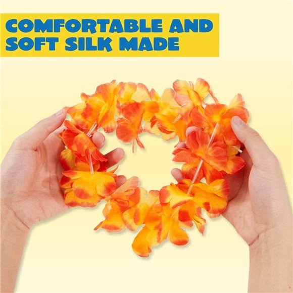 36 Counts Hawaiian Leis Bulk, Tropical Flower Lei Hawaiian Lei Beach Hawaii Luau - Picture 3 of 7